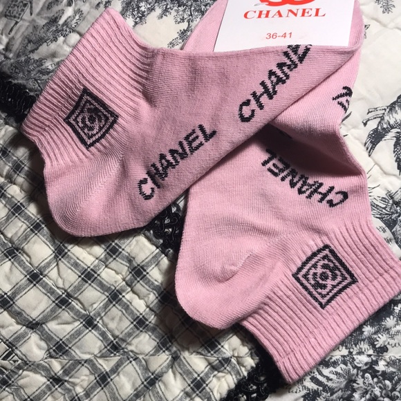 CHANEL Socks & Bag fun Chanel style from off brand store Pink small size 6-7 sz - Picture 3 of 11